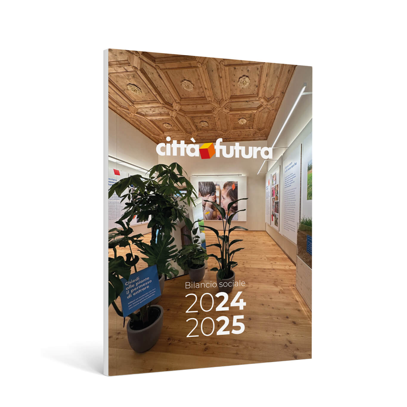Vector realistic standing 3d magazine mockup with white blank cover